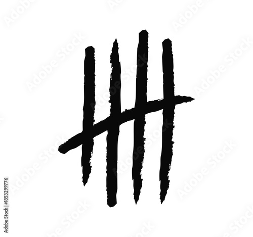 Hand drawn tally marks icon, simple counting and score tracking symbol for statistics, voting, record keeping and manual notation flat vector illustration.