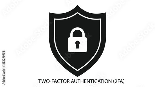 Black shield icon featuring a padlock symbol representing security and data protection concepts