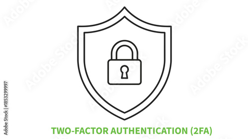 A simple line drawing of a shield with a padlock inside symbolizing security