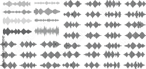 Sound wave icon or logo illustration outline black style, TRANSPARENT BACKGROUND