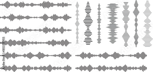 Sound wave icon or logo illustration outline black style, TRANSPARENT BACKGROUND