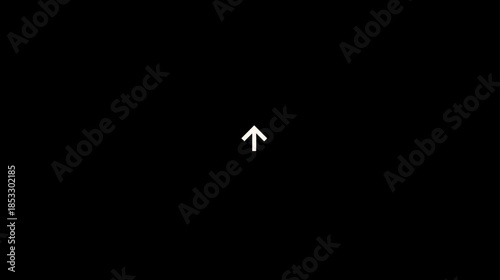 Animated White Up Arrow Icon for UI, Scroll Up, Navigation, and Upload. Modern Pointer Element on Black Background.