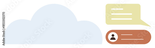 Cloud graphic with speech bubbles representing messaging, communication, and user interaction. Ideal for collaboration, technology, networking, teamwork, sharing chat platforms. Simple flat metaphor