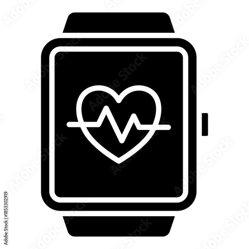 Heart rate monitor, smartwatch glyph solid icon