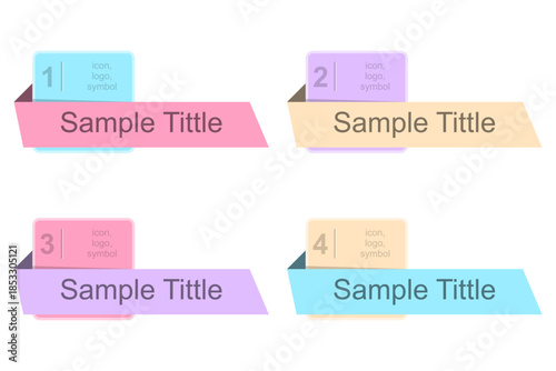 Modern Flat Design Vector of Step-by-Step Folded Ribbon Tags with Numbers and Titles for Business, Education, and Web Interface