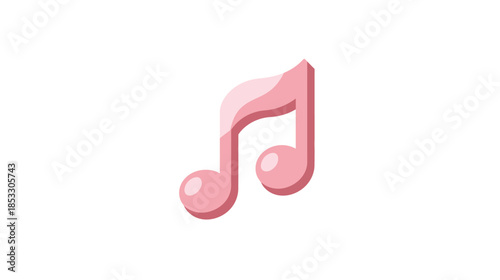 Sweet pink musical note symbol on white background, representing sound, melody, harmony, and creative arts design element