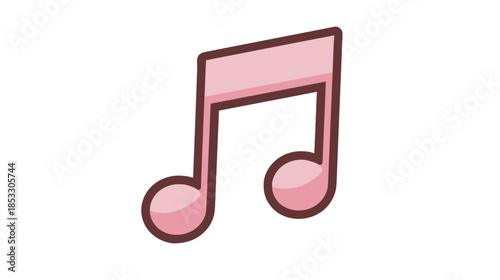 Cute Pink Musical Note Icon Isolated on White. Simple Graphic Symbol for Music, Sound, Audio, and Entertainment Concepts