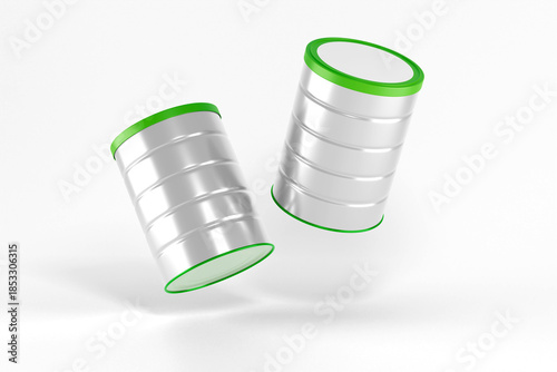 Photos Food & Milk Powder Tin Can Mockup 3d rendering on transparent background