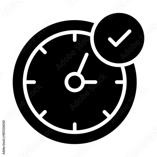 time tracking glyph icon. clock monitor. measures activity duration. used in productivity systems