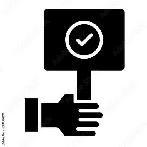 Verification bidding glyph icon. auction action. represents offer submission. used in marketplace platforms