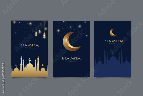 isra mi'raj greeting card template design