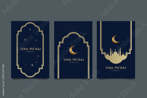 isra mi'raj greeting card template design