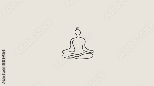 Minimalist single-line art illustration of a person in lotus meditation pose for yoga, mindfulness, and wellness concept