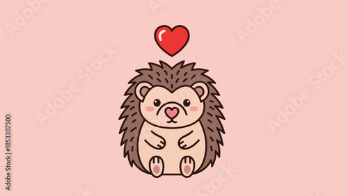 Whimsical hedgehog illustration with a red heart above its head