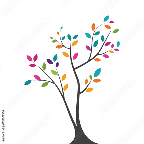 Colorful Tree Branch Illustration