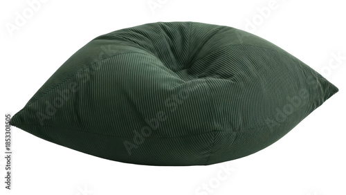 Photos Olive green corduroy bean bag chair isolated PNG on transparent background, comf