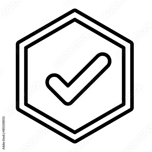 verified badge outline icon. approval mark. confirms authenticity. used in digital platforms