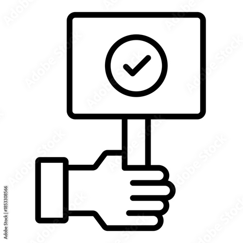 Verification bidding outline icon. auction action. represents offer submission. used in marketplace platforms