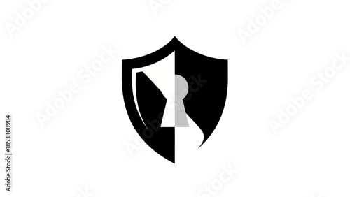 Shield with keyhole representing digital security and protection