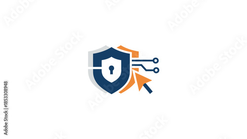 Digital security shield protecting data with a mouse cursor