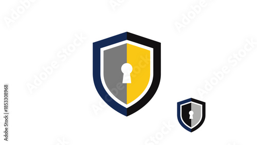 Shield with keyhole symbol representing security and protection concept