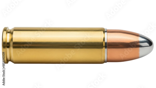 Foto 9mm pistol bullet isolated PNG, ammunition for handgun and self defense on trans