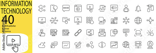 Information Technology icon set. Editable stroke.