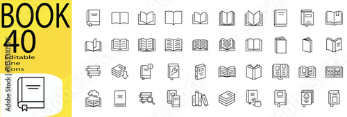 book icon set. Editable stroke.