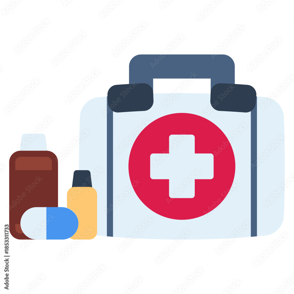 Obraz premium First Aid Kit vector icon. Adventure icon flat style. perfect use for logo, presentation, website, and more. modern icon design color style 