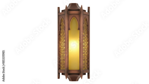 Fotografi Ornate bronze wall sconce isolated PNG, vintage style lighting fixture with intr