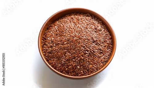 brown flaxseed healthy food organic ingredient superfood closeup round bowl isolated natural texture vegan diet nutritious