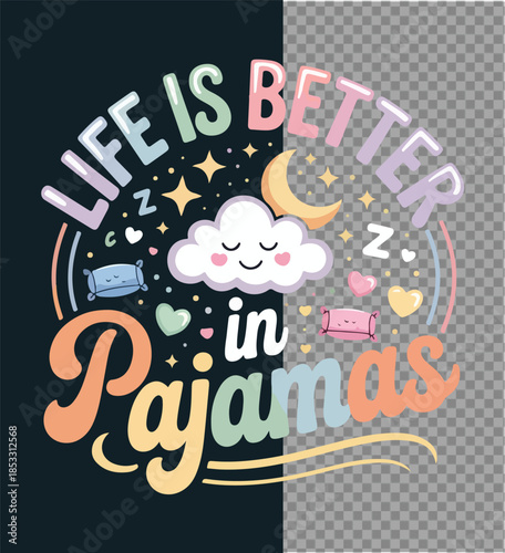 Cozy Night Quote: Embracing the essence of relaxation, this image highlights the joy of embracing pajamas and comfortable nights, adorned with soft pillows and sweet dreams. 