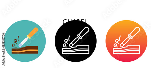 Chisel Multi Style Icon, Flat, Line, Glyph, Lineal, Dual Tone. Relate To Carpentry, Wood Industry. Use For Modern Concept, Ui, Ux Web And App Development.