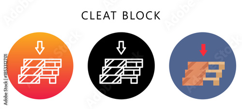 Cleat Block Multi Style Icon, Flat, Line, Glyph, Lineal, Dual Tone. Relate To Carpentry, Wood Industry. Use For Modern Concept, Ui, Ux Web And App Development.