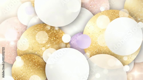 Close-up festive Easter egg display with glitter and bokeh effects in pastel colors