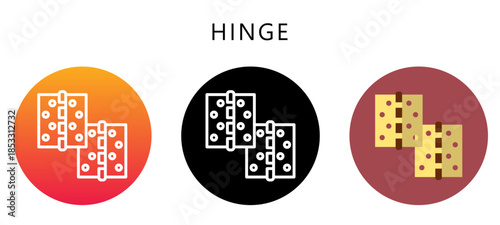 Hinge Multi Style Icon, Flat, Line, Glyph, Lineal, Dual Tone. Relate To Carpentry, Wood Industry. Use For Modern Concept, Ui, Ux Web And App Development.