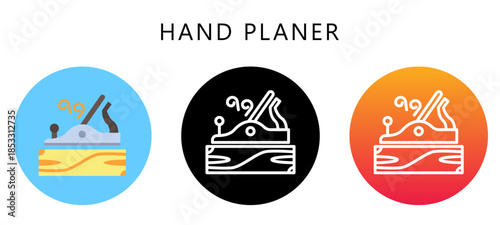 Hand Planer Multi Style Icon, Flat, Line, Glyph, Lineal, Dual Tone. Relate To Carpentry, Wood Industry. Use For Modern Concept, Ui, Ux Web And App Development.