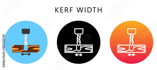Kerf Width Multi Style Icon, Flat, Line, Glyph, Lineal, Dual Tone. Relate To Carpentry, Wood Industry. Use For Modern Concept, Ui, Ux Web And App Development.