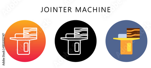 Jointer Machine Multi Style Icon, Flat, Line, Glyph, Lineal, Dual Tone. Relate To Carpentry, Wood Industry. Use For Modern Concept, Ui, Ux Web And App Development.