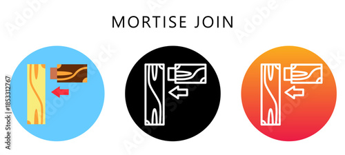 Mortise Join Multi Style Icon, Flat, Line, Glyph, Lineal, Dual Tone. Relate To Carpentry, Wood Industry. Use For Modern Concept, Ui, Ux Web And App Development.