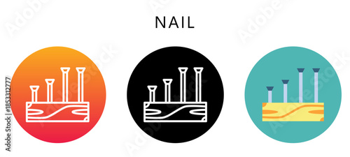 Nail Multi Style Icon, Flat, Line, Glyph, Lineal, Dual Tone. Relate To Carpentry, Wood Industry. Use For Modern Concept, Ui, Ux Web And App Development.