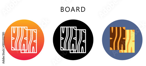 Board Multi Style Icon, Flat, Line, Glyph, Lineal, Dual Tone. Relate To Carpentry, Wood Industry. Use For Modern Concept, Ui, Ux Web And App Development.