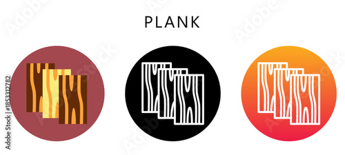 Plank Multi Style Icon, Flat, Line, Glyph, Lineal, Dual Tone. Relate To Carpentry, Wood Industry. Use For Modern Concept, Ui, Ux Web And App Development.