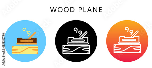 Wood Plane Multi Style Icon, Flat, Line, Glyph, Lineal, Dual Tone. Relate To Carpentry, Wood Industry. Use For Modern Concept, Ui, Ux Web And App Development.
