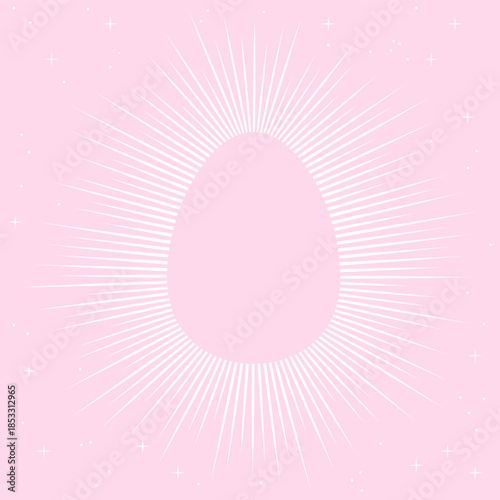 Easter greeting card with outline egg on pink background. Easter egg pink background