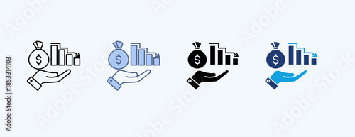 Revenue Decline Multiple Icon Illustration Vector