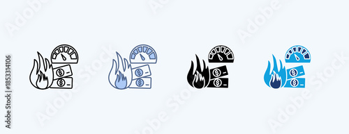 Inflation Pressure Multiple Icon Illustration Vector