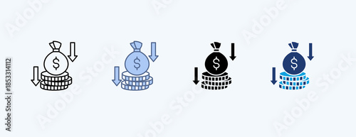 Cost Reduction Multiple Icon Illustration Vector