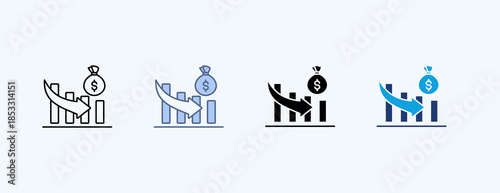 Asset Devaluation Multiple Icon Illustration Vector