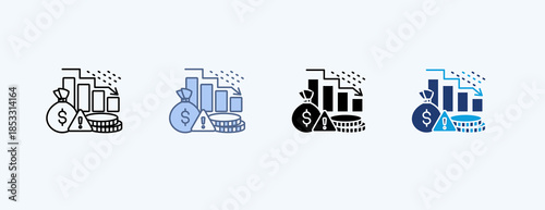 Recession Impact Multiple Icon Illustration Vector